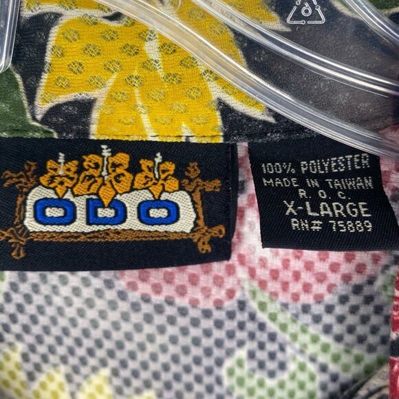 Vtg ODO Hawaiian Shirt XL Mesh Coconut Buttons 90s y2K Resort Cruise Beach Wear - Picture 5 of 9